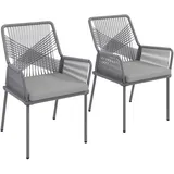 Outsunny Rattan Gartenstuhl 2er-Set PE Rattan 57L x 61B x 84H cm Dunkelgrau