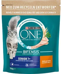 PURINA ONE® Katzen-Trockenfutter Senior 7+ reich an Huhn und Vollkorn-Getreide 750,0 g