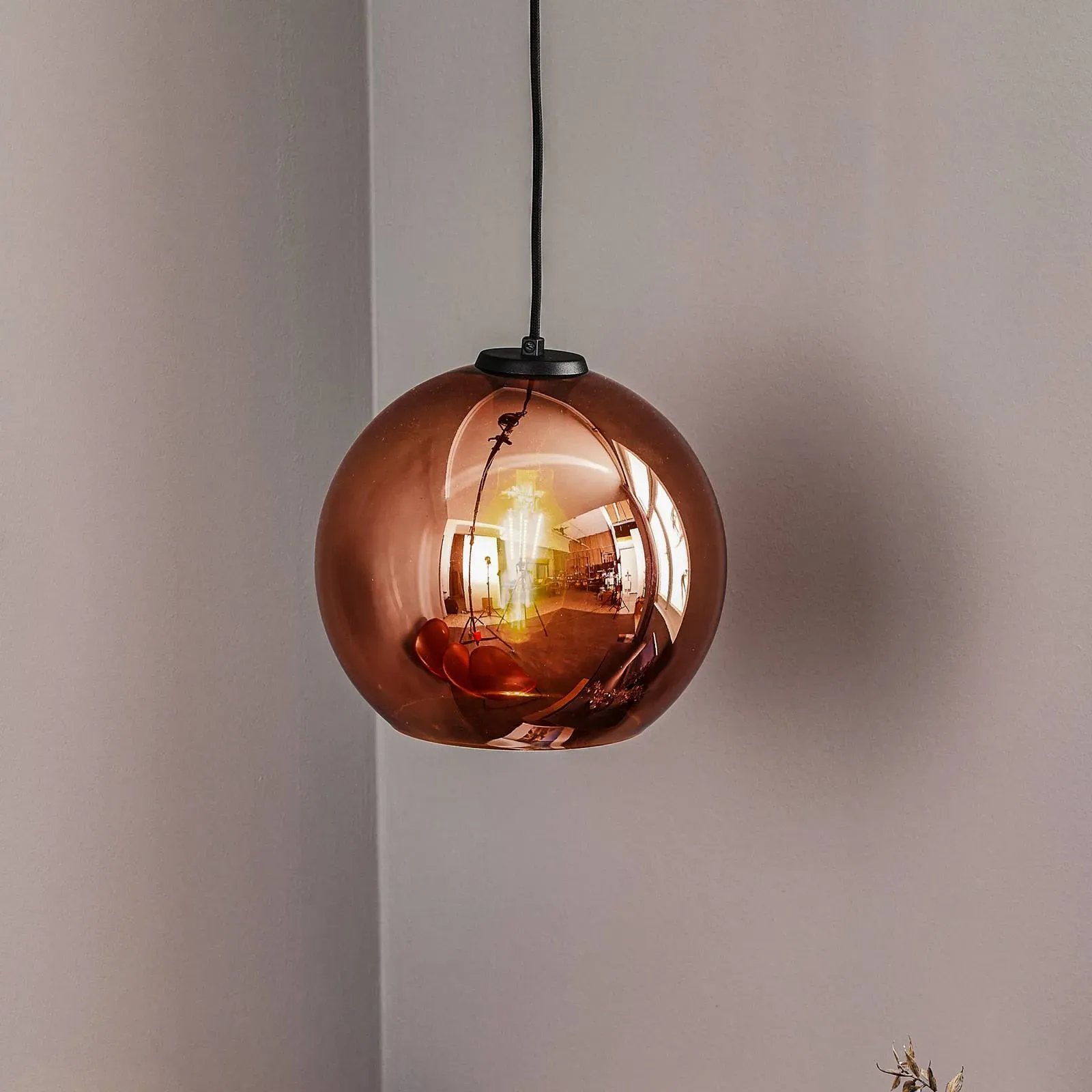 Glas Hängelampe Polaris Nowodvorski Lighting, dimmbar, kupfer, für Wohn- / Esszimmer, Metall, Modern, Pendelleuchte - 25 cm - 25 cm - 22.5 cm