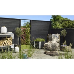 Steckzaun Abschlussleiste - Schwarz - Abschlussleiste aus Kiefer/Fichte – Holz Zaun in 114 x 34 mm x 200 cm – Sichtschutz für Garten