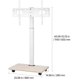 Vevor rollbarer TV-Ständer TV-Wagen für 812,8-1778 mm TVs bis zu 45 kg, 25° Links-Rechts-Drehung & höhenverstellbare TV-Halterung mit Regal für Ecke Schlafzimmer Wohnzimmer (max. 600 x 400 mm)