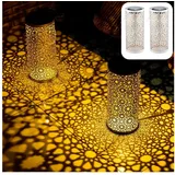 Marrakesch Orient & Mediterran Interior 2er Set Orientalische Solarlaterne Solar Laterne Windlicht Noum Weiss