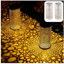 Marrakesch Orient & Mediterran Interior 2er Set Orientalische Solarlaterne Solar Laterne Windlicht Noum Weiss