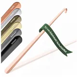JK Trade Schuhlöffel 52cm Edelstahl Roségold poliert (1-tlg., lang & stabil), Metall Schuhanzieher lang zum Stehen, Aufhängbar, 2mm Extra Stabil rosa