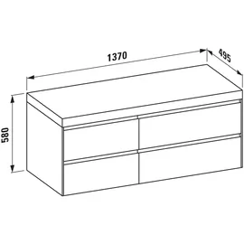 Laufen LANI Waschtischplatte wildeiche inklusive Unterschrank, ohne Ausschnitt, große Schublade rechts,1370x495x580mm, H4065811122661,