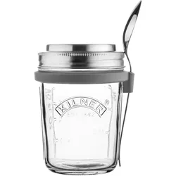 KILNER Frühstücksglas 0,35 Liter mit Schraubverschluss-Deckel und Löffel