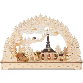 Brubaker 3D Lichterbogen - LED Schwibbogen - Sternsinger - LED-Beleuchtung mit Batterie und Kabel - Holz Natur - 27 x 40 x 7,5 cm - Handbemalt - Hellbraun/Naturbelassen