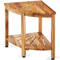 VEVOR Eck-Duschbank aus Teakholz, 47 cm Höhe, 100 % Teakholz-Eckduschbank, Schimmelresistent, 227 kg mit Ablagefläche, Duschhocker für Innen- und Außendusche, für Badezimmer