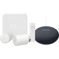 Tado Smart-Thermostat V3+ Starterpaket + 2 Thermostatköpfe + Google Nest Mini Grau