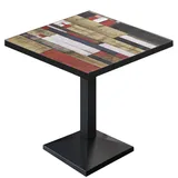 GGM Möbel BPA | Bistro Tisch | Quadratisch | Schwarzer Rand | 70 x 70 x 78,5 cm | Vintage Bunt / Schwarz