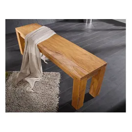 MASSIVMOEBEL24.DE Sitzbank Holzbank Braun 140 x 35 x 45 cm