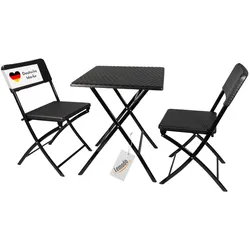 Klappbares Balkonmöbel Set 3-teilig, 2x Balkonstühle + 1x Balkontisch, Rattan-Optik