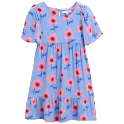 TOM TAILOR Mädchen Mini-Kleid mit Blumenmuster, blau, Geblümt, Gr. 92/98