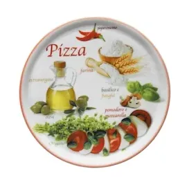 Mambocat 2er Set Pizzateller Napoli Pizzafoods grün & rot 31cm Ø 04019#ZP2 + 04019#ZP1