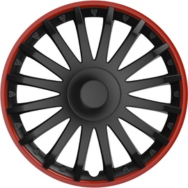 CARTREND Radzierblenden-Set Almeria in sportlicher Alufelgen-Optik schwarz/rot, 4-teilig, 38,10cm (15 Zoll), 4-teilig, 4er Set