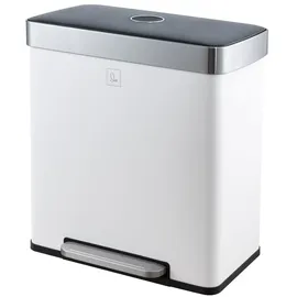 Svita LT2X30 Mülleimer 60l Treteimer 2 Fächer mit Deckel Weiß