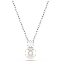 Swarovski Matrix Anhänger Kristallperle Rundschliff Weiß Kristall Silber