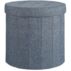 Relaxdays Sitzhocker mit Stauraum Größe L, Fußhocker mit Deckel, Polsterhocker zur Aufbewahrung, 43x45x45 cm, dunkelgrau