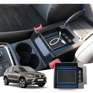 GAFAT Seat Ateca FR Facelift/Cuprα Ateca 2017-2023 2024 Mittelkonsole Aufbewahrungsbox, Seat Ateca 2023 Armlehne Organizer Tray Mittelarmlehne Handschuhfach, Seat Ateca Zubehör (Blau)