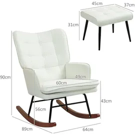 Homcom Schaukelstuhl mit Hocker Leinenoptik