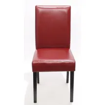 MCW 4er-Set Esszimmerstuhl Stuhl Küchenstuhl Littau Leder, rot dunkle Beine