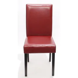 MCW 4er-Set Esszimmerstuhl Stuhl Küchenstuhl Littau Leder, rot dunkle Beine