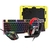 Gaming-Tastatur und Maus 4-in-1, Kopfhörer, Mauspad, beleuchtete Tastatur und Maus, 4 Stück