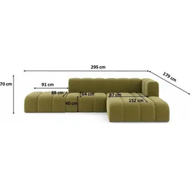 kaiser möbel Ecksofa L-Form mit Hocker, Grand Mini, Stoff Salvador, Olive, Rechts - Olive