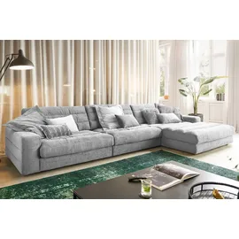KAWOLA Ecksofa XL Lana Cord Recamiere rechts hellgrau