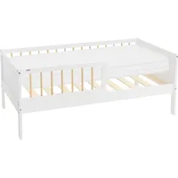 ML-Design Kinderbett 70x140 cm Weiß-Natur Einzelbett mit Matratze,