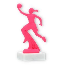 Pokal Kunststofffigur Basketballspielerin pink auf weißem Marmorsockel 16,5cm