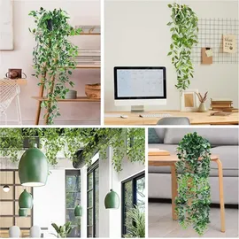 luxuskollektion 3er Set Künstliche Hängepflanzen mit Topf 55-85cm, Indoor Outdoor Deko