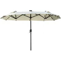 Outsunny Sonnenschirm Beige Metall, 150x295 cm Sonnen- - Sichtschutz,