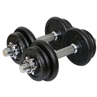 Sporttrend 24® Verstellbares Kurzhantel Set 10 kg, 15 kg, 20 kg, 30 kg, 40 kg | Hantelset, Hantel, Kurzhanteln mit Sternverschlüssen (Schwarz-Silber, Kurzhantel Set 20 kg + 2 Hantelstangen)