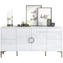 Okwish Sideboard 150 x 59,5 x 38 cm Hochglanz Weiß