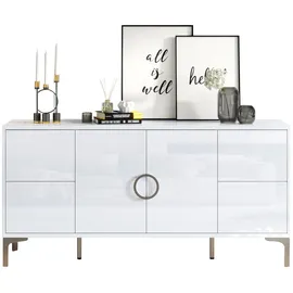 Okwish Sideboard 150 x 59,5 x 38 cm Hochglanz Weiß