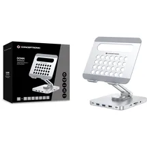Conceptronic Tablet-Ständer mit 8-in-1-Dockingstation Silber