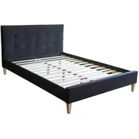 Homestyle4u Polsterbett Schwarz Textil, 160x200 cm, Schlafzimmer, Betten, Polsterbetten