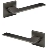 HEXIM Designer Türgarnitur, Zimmer Türgriff wc / Bad Aluminium matt in 4 Farben - Ricardo Borelli Q01: graphit matt, Türgriffe