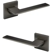 HEXIM Designer Türgarnitur, Zimmer Türgriff wc / Bad Aluminium matt in 4 Farben - Ricardo Borelli Q01: graphit matt, Türgriffe