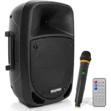 Pyle Audio Pyle PA Musikbox, Partybox, Tragbare Karaoke Maschine mit Mikrofon, Party Lautsprecher mit Bluetooth, Sound Anlage 8'' Subwoofer, PA Anlage Komplettset, Karaoke Set LED-Akku-Anzeige, MP3/USB/SD, 800W