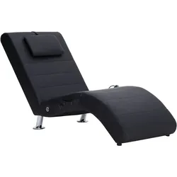 vidaXL Massage-Chaiselongue mit Kissen Schwarz Kunstleder