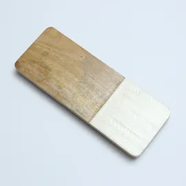 MARELIDA Serviertablett rechteckig Mangoholz in natur/weiß - L: 40cm | Gr.: onesize