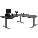 Mendler Eck-Schreibtisch HWC-D40, Computertisch elektrisch höhenverstellbar 178x178cm 84kg MVG - schwarz, anthrazit-grau