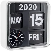 Karlsson KA5364WH - Mini-Wanduhr mit Kalender - Fallblattanzeige -