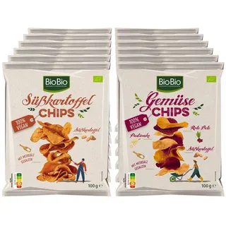 BioBio Gemüse- / Süßkartoffelchips 100 g, verschiedene Sorten, 12er Pack