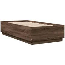 vidaXL Bettgestell mit LED Braun Eichen-Optik 90x190 cm Holzwerkstoff