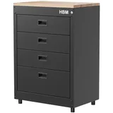 HBM Schubladenschrank 71 cm, 4 Schubladen, schwarz