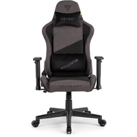 SENSE7 Spellcaster Senshi Edition XL, ergonomischer Gaming Sessel, verstellbaren Lendenkissen Einstellbarer Neigungswinkel, Wippfunktion, Stoff Gaming Chair, 150kg, PC Stuhl Grau