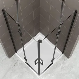 i-flair Duschkabine Celine mit Eckeinstieg aus durchsichtigem ESG Sicherheitsglas, DK73 - Schwarz